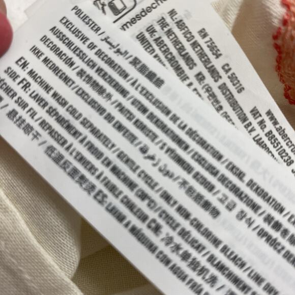 Hollister Shirt Mens XXL Linen Blend‎ Beige Embroidered Button Up Short Sleeve - Picture 7 of 10